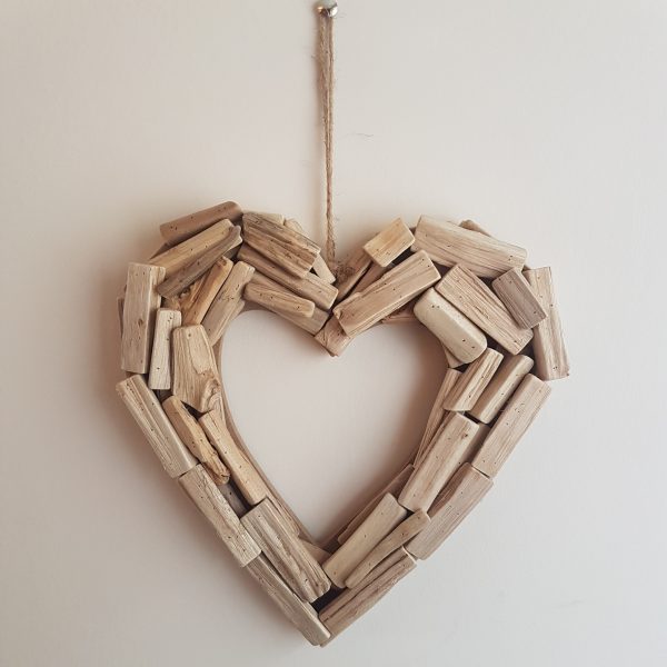 Large driftwood open heart decoration, ready to be hung anywhere