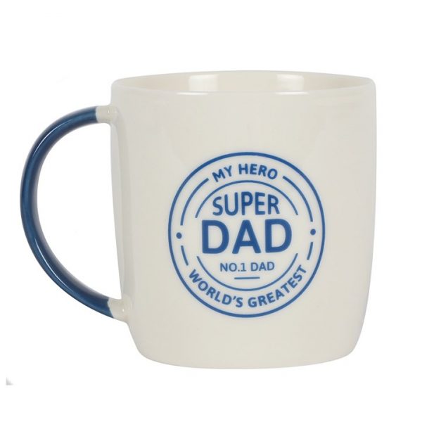 This ceramic mug is a great way for someone to show Dad just how much he means to them. With a Super Dad seal of approval and a classic blue handle, this mug is the perfect gift for Father's Day, birthdays, and every day in between.
