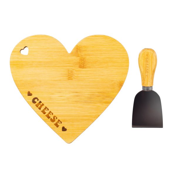 This wonderful set has everything needed for cheese serving. Featuring a heart-shaped wooden board for presenting and a knife tool with a stainless steel blade for slicing, spreading, and smearing.