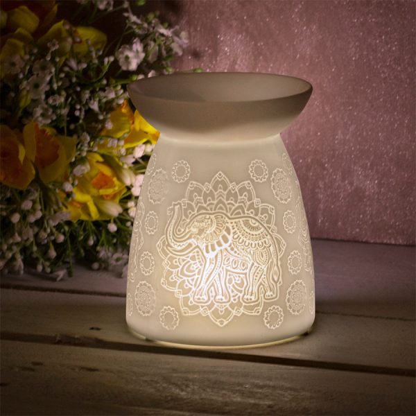 Covered with a stylish Mandala Elephant embossment, this gorgeously simple ceramic tealight holder provides a bright and warming glow to any home space