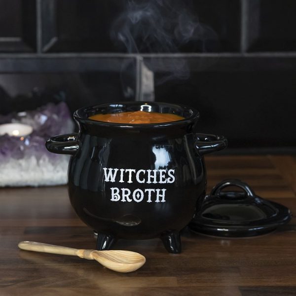 This adorable Witches Broth Cauldron Soup Bowl is the perfect companion to our bestselling Witches Brew Cauldron Mug. With a removable lid and matching witches broom spoon, this soup bowl will become a Halloween favourite! Do not microwave. Dishwasher safe. 