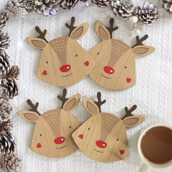 These festive Reindeer coasters come in a set of 4, made from MDF and are perfect for Christmas entertaining or a festive hostess gift.