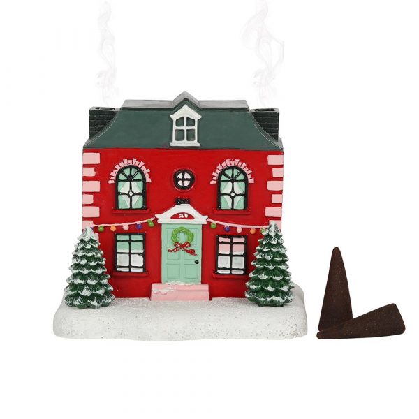 This adorable Christmas house incense cone burner is sure to delight this season. Place an incense cone inside and watch as smoke emerges from a pair of tiny chimneys.